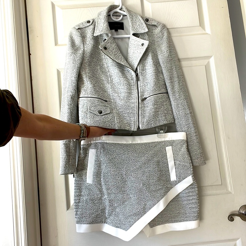 Banana Republic Gray and White Tweed Skirt Set